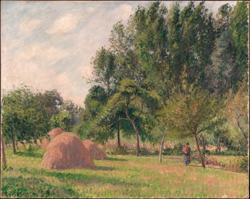 Haystacks, Morning, Éragny, Camille Pissarro, 1899, European PaintingsBequest of Douglas Dillon, 2003Size: 25 x 31 ½ in. (63.5 x 80 cm)Medium: Oil on canvashttps://www.metmuseum.org/art/collection/search/438738 #themet#europeanart#camillepissarro#metmuseum