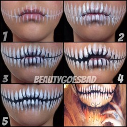 ladypandacat:  For anyone interested, beautygoesbad has some nice pictorials up for doing Halloween makeup (or just makeup art really). This is one of my personal favorites. I’ve been wanting to try this for years.