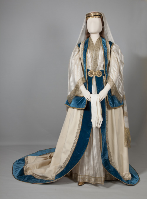 artekka:europeanafashion:Costume worn by Queen Olga’s ladies-in-waitingAthens, Attica. Mid 19th cent