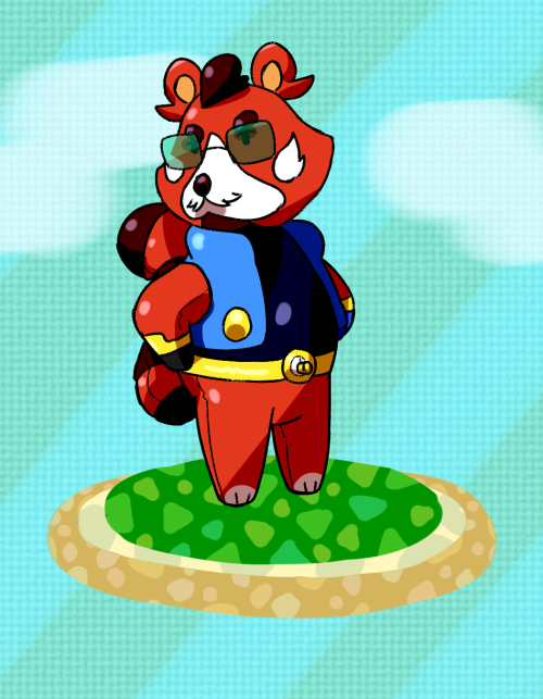shinyreuniclus:  woo so i drew @flemishdog and me as animal crossing neighbors and it turned out super cute thank you, god….. his animal crossona™ is a red panda who is also inflatable plastic and loves space furniture thanks for asking and mine is