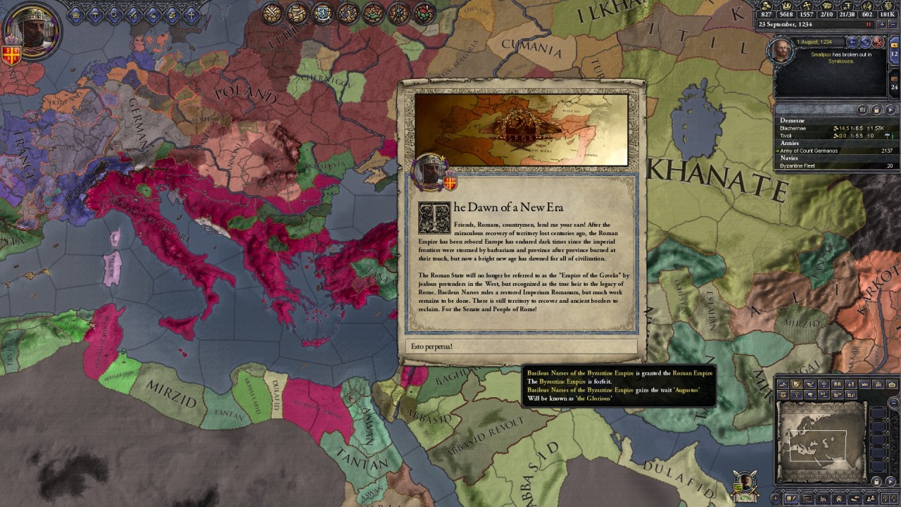 Finally after 1886 hours of playing this dumb game I&rsquo;ve reformed The Roman