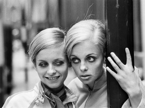 isabelcostasixties:  Twiggy seen here modelling a mini dress with her Swedish ‘double’ Kerstin Lindberg on Little Portland Street, London. Sixteen-year-old schoolgirl Kirsten won a newspaper competition to find the Swedish Twiggy. She was chosen from