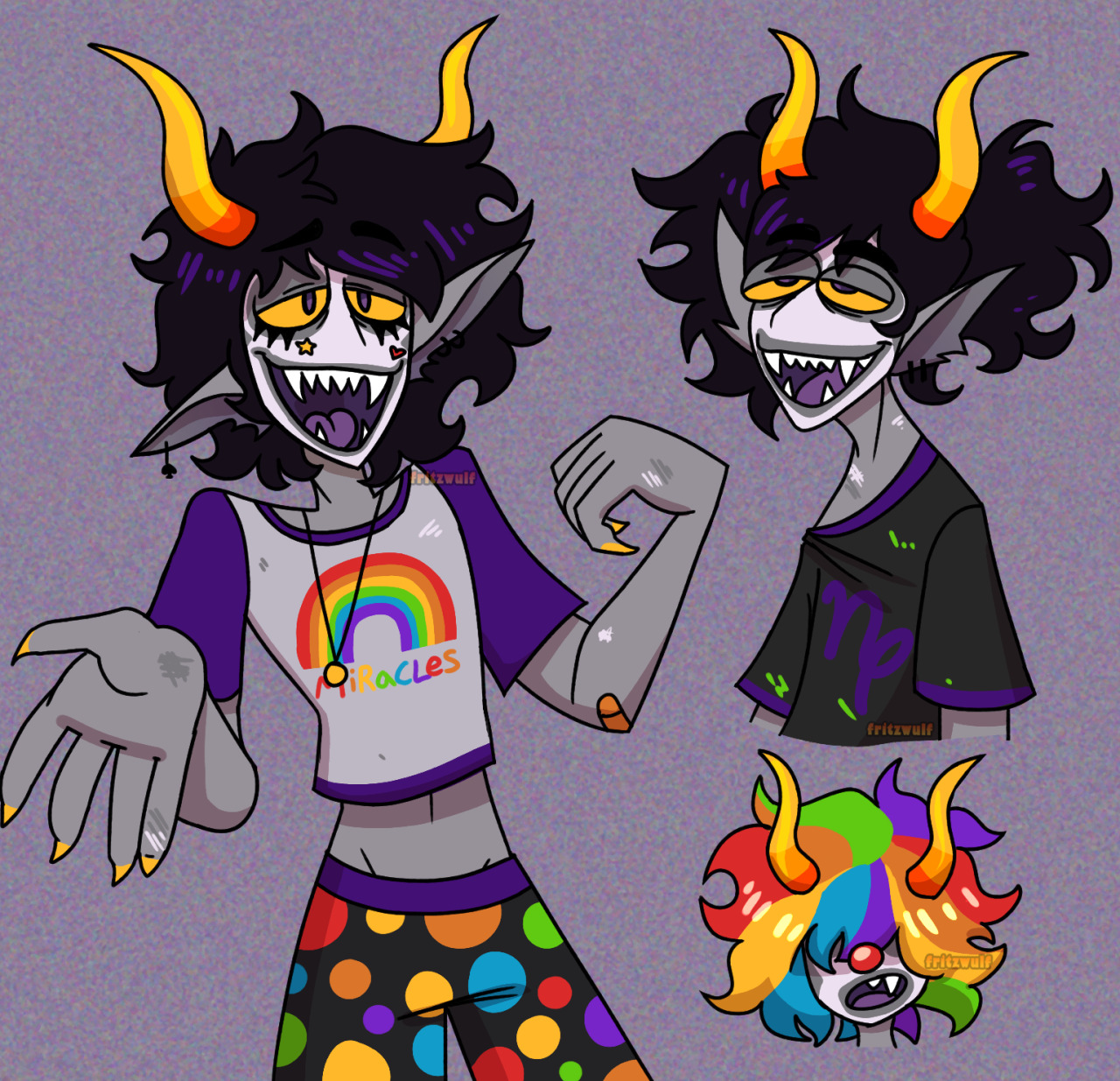 Some Gamzee doodles that I liked 🌈