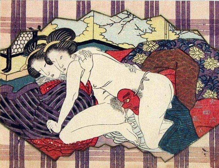 loveinaromanticcity: “A 17th century shunga woodblock printing from Japan depicting