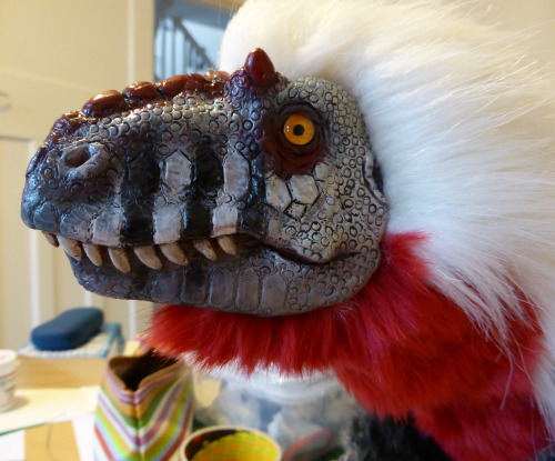 palaeoplushies:Yutyrannus nearly finished. I’ve done some blending between the fabrics, haven’t done