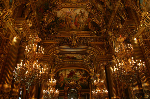 daughterofchaos:Chandeliers in the Grand Foyer in L'Opera-Garnier byJonathan on Flickr