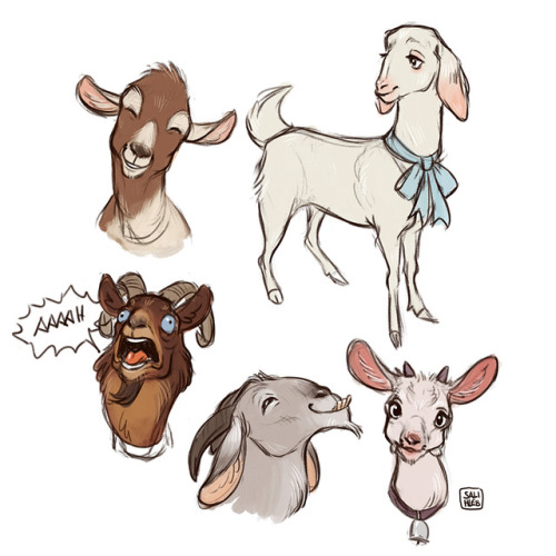 Just some sketches of some (mostly) happy goats