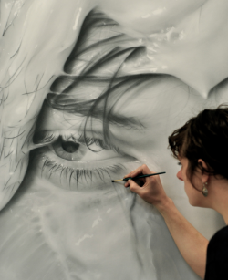Melissa Cooke working on “Surfaced, 2012” 