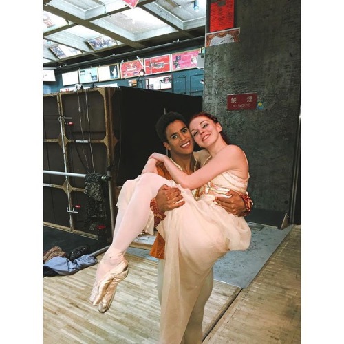 Marcelino Sambé and Natalia Osipova after Romeo and Juliet, Japan 2016.  Photo via Marcelino&