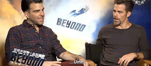 vulcanic-heat:shards-of-divinity:pintoinlove:Interviewer: Some people might think Kirk and Spock are
