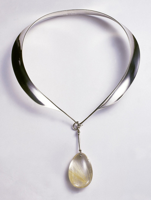 Georg Jensen, necklace, 1959. Silver, quartz. Made by Royal Copenhagen Porcelain Manufactory, Denmar
