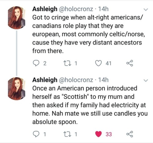 kansascity-tamlin:Well, Ashleigh, I’m so sorry that your ancestors helped the British kick my 
