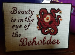 silver-thread-and-golden-needles: Just realized I never posted the finished beholder! Here he is, frame and all 