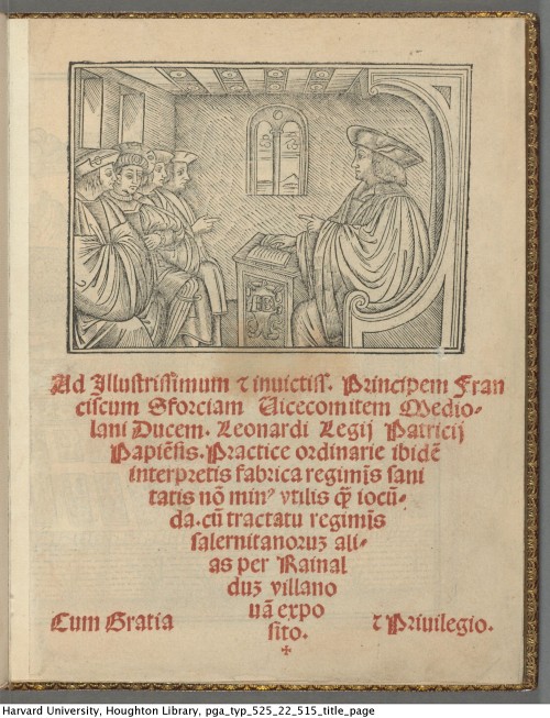 Legius, Leonardus. Fabrica regimĩs sanitatis nõ min[us] vtilis q[uam] iocũda, 1522. Typ 525.2