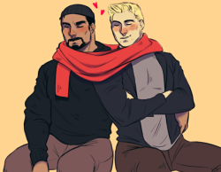 two-bvcks:just two best war buddies sharing a scarf :’)