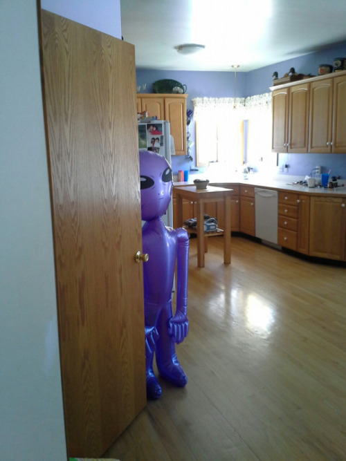 That face when you walk downstairs and there’s a giant purple martian behind the door. Amirite?