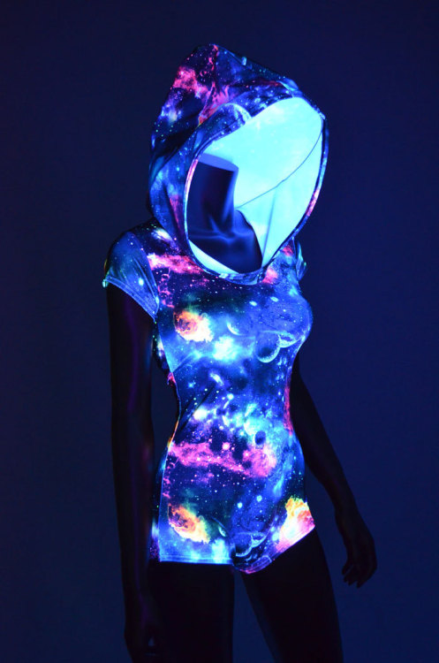 fashionofthemultiverse:  Galaxy Space Print Bodysuit Romper Hoodie with by CoquetryClothing