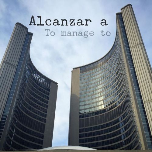 Alcanzar on its own means to reach, but used before an infinitive changes to “to manage to&rdq