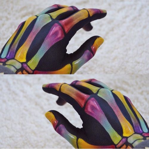 sugarpillcosmetics: So impressed by @cosmeticsbyanna’s intergalactic rainbow skeleton hands fe