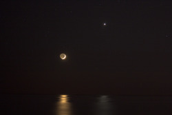 astronomyblog:    Reflections of Venus and Moon     Image Credit: Filippo Curti (Sanderphil Urban Observatory)  