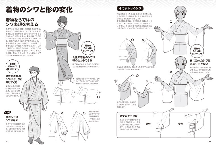 着物の描き方 基本からそれっぽく描くポイントまで Manga技法 ホビージャパンのマンガ技法書 画像置き場