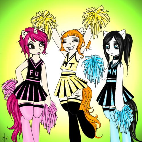 tt-n2319:  ask-mt:  Meet MT’s super fancy Cheer team!  Her darlings Franny Unicorn and Morbid Malign.<3(some are more enthusiastic than others ^^)  Because, sparkly goth ponies.   Sparkly goth ponies. …this is  fine :D