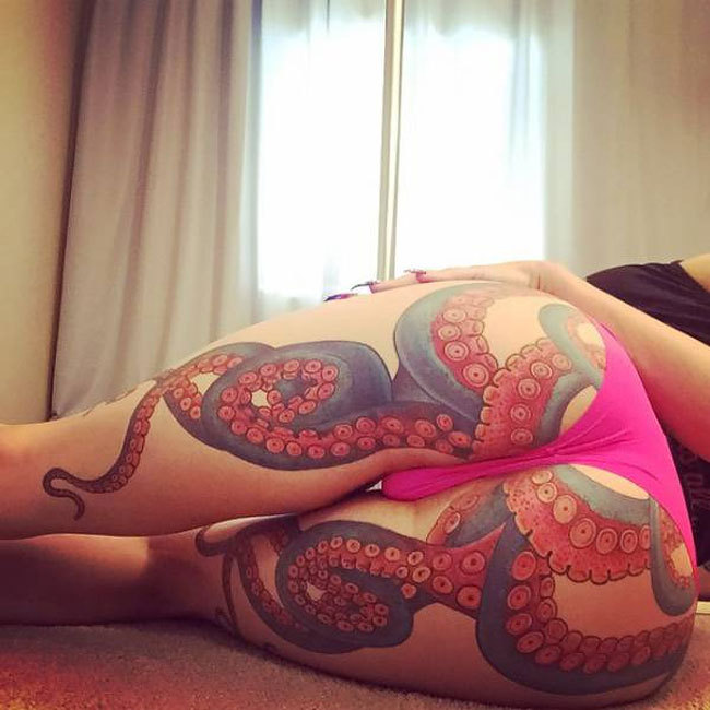 Woman with octopus tattoo