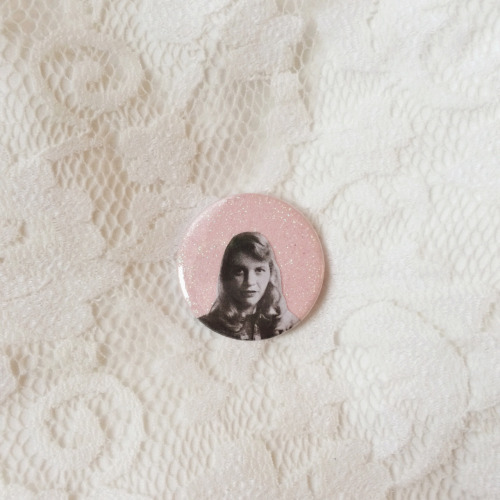 littlealienproducts: Sylvia Plath glittery pinback button By NostalgicHearts