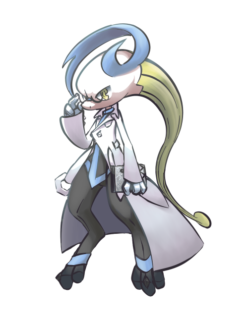 abamosnow:  Newtwo dressed as Colress by ~MellowMeloetta     