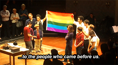 elizaschuyler: the first curtain call at Fun Home the musical after the Marriage Equality Ruling on 