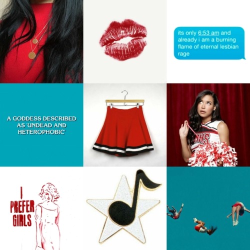 saintvader:pride month moodboards↪ canon lgbt characters [santana lopez]@netronio