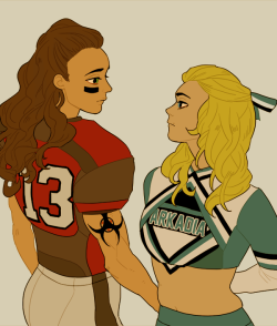 Lexasaur:  Clexa College Football Au Where They’re Part Of Rival Teams, But See