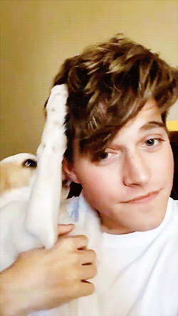 boycalled-froy:  dunno who’s more adorable, the puppy or the hooman @froymusic