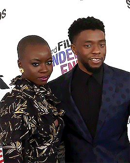 danaigurirasource:  Danai Gurira and Chadwick Boseman on the blue carpet at the 2018