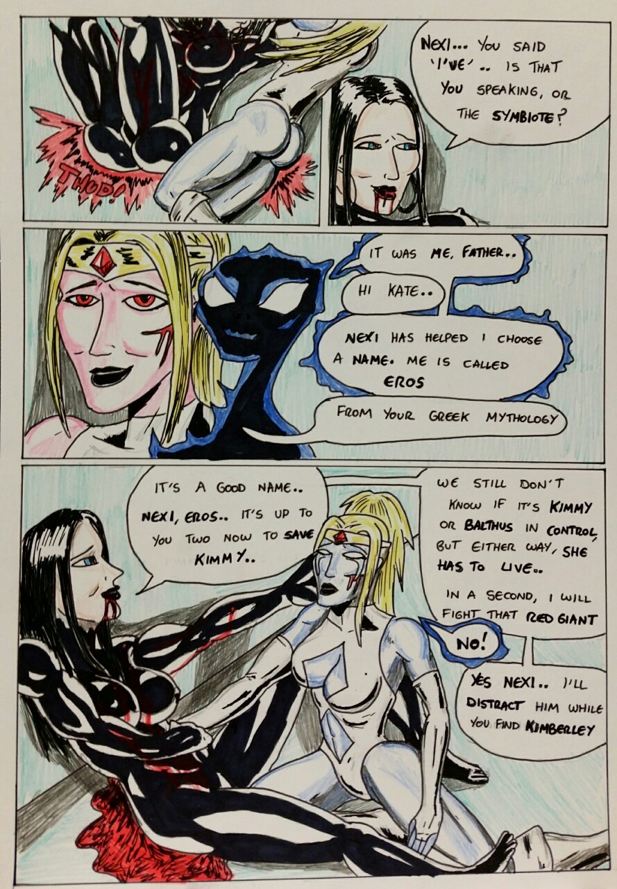 Kate Five vs Symbiote comic Page 115  Only one page left of Chapter 5 after this..