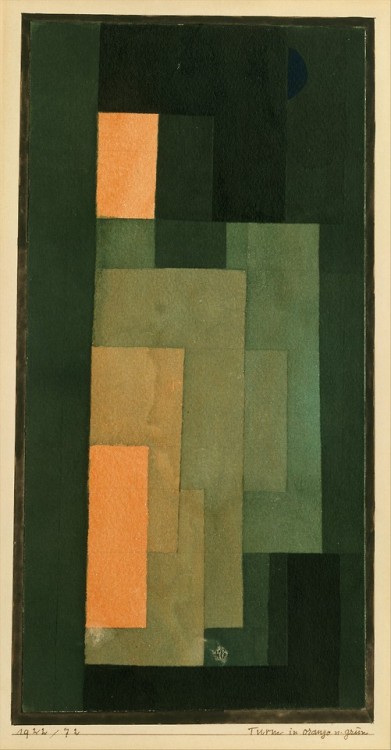 Paul Klee, Tower in Orange and Green, 1922Watercolor, ink, and graphite on paper, bordered with ink,