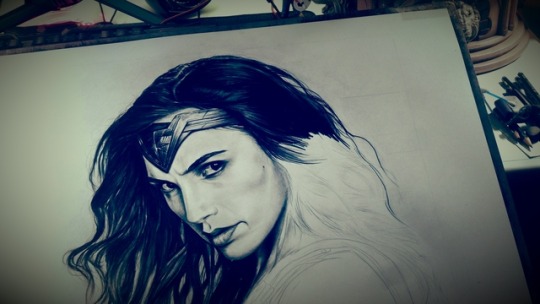 chrisstonerart: Wonder Woman waifu graphite realism work in progress etc etc   Looking very good here. Just don’t overdo it.