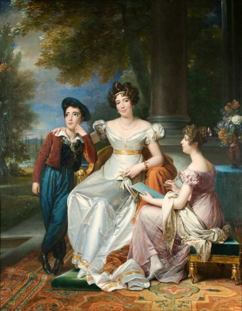 Portrait pf Zoé Victoire Talon, Comtesse du Cayla and her children Ugoline and Ugolin by François Gé