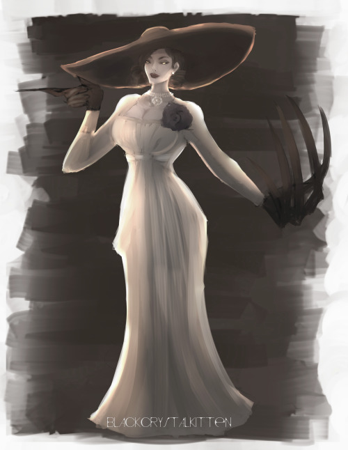 blackcrystalkitten: Wanted to try and draw Lady Dimitrescu, so gave it a try