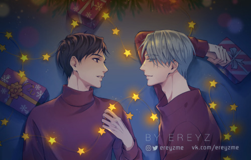 Yuri On Ice Xmas fanartPrints Shop High-res art / Psd / StepsGumroad.com/ereyzPatreon.com/Ereyz