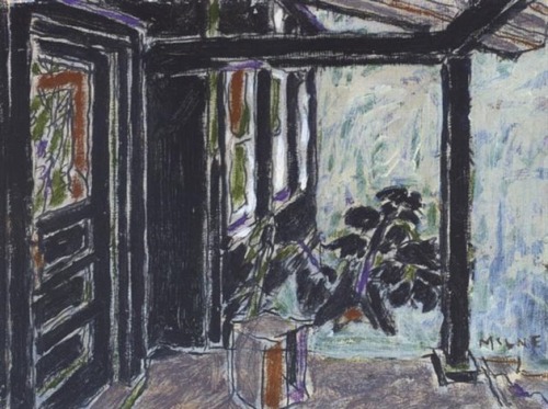 Black porch, Big Moose Lake, Adirondacks, NY   -   David Brown Milne 1926Canadian  1882–1953Oil on C