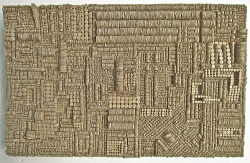 In Excelsis, 2010, cardboard, wood, approx. 9 x 4 1/2 x ½ inches