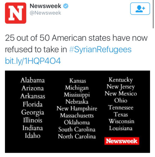 futuremrsknow-it-all: krxs10: krxs10: More Than Half the Nation’s Governors Say Syrian refugee