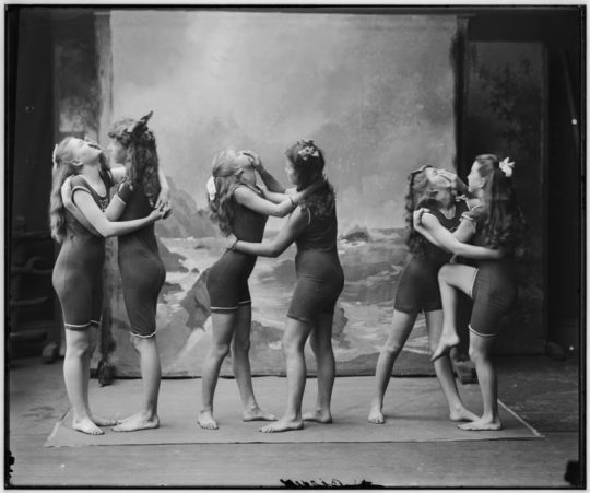 This elegantly choreographed image from the studio of Kerry & Co. shows young women from the Bronte Surf Life Saving Brigade...