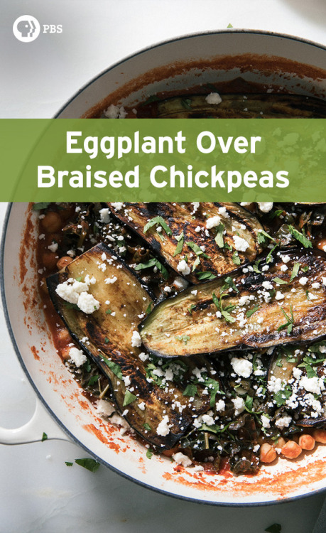 Eggplant over Braised Chickpeas from PBS Food