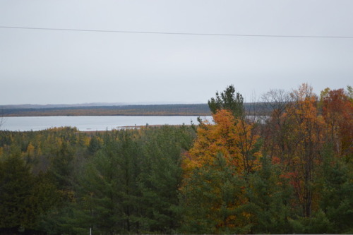 Lake Skegemog in Traverse City, MI in the fall from a scenic overlook. IT was annoying because every