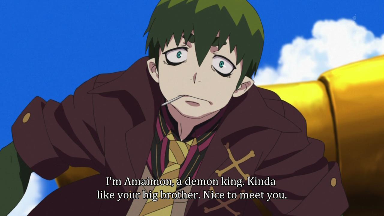 “i’m amaimon,a demon king. Kinda like your big brother. nice to meet you”