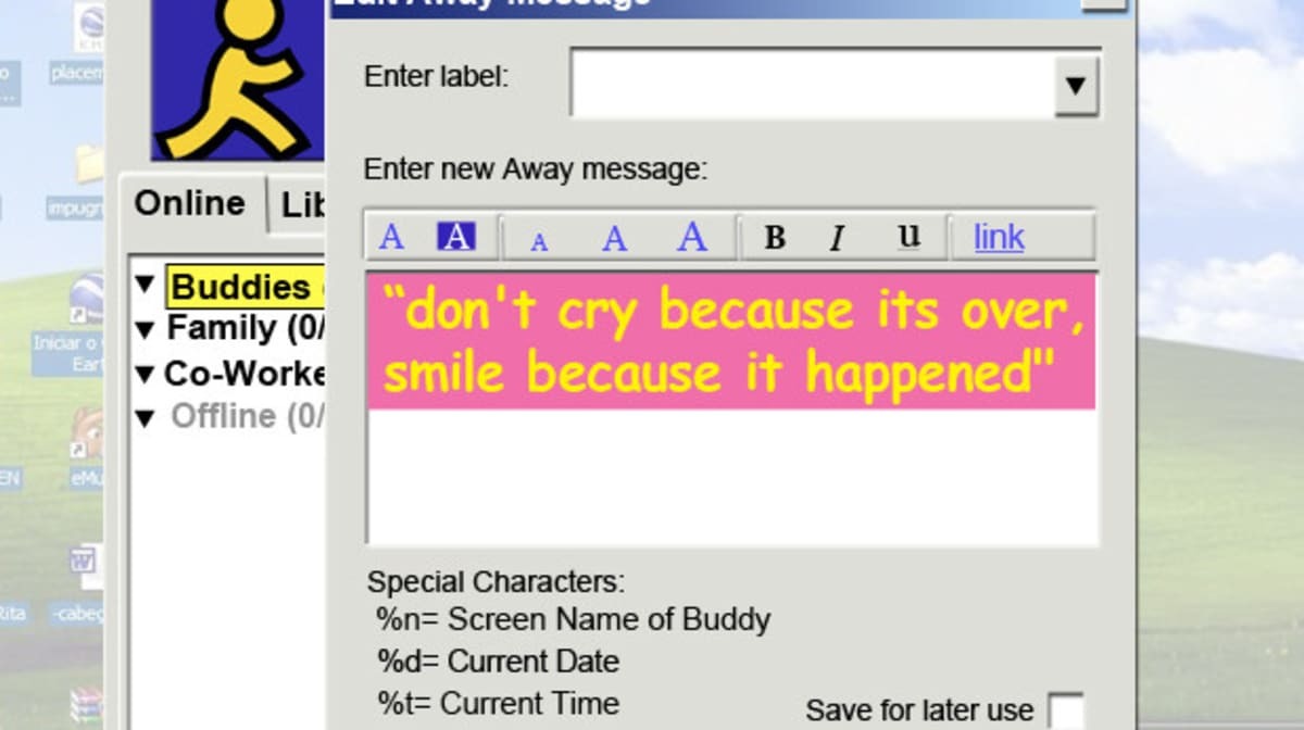 Aol Away Message TBT Embarrassing AIM ScreenNames 20to30 / Before