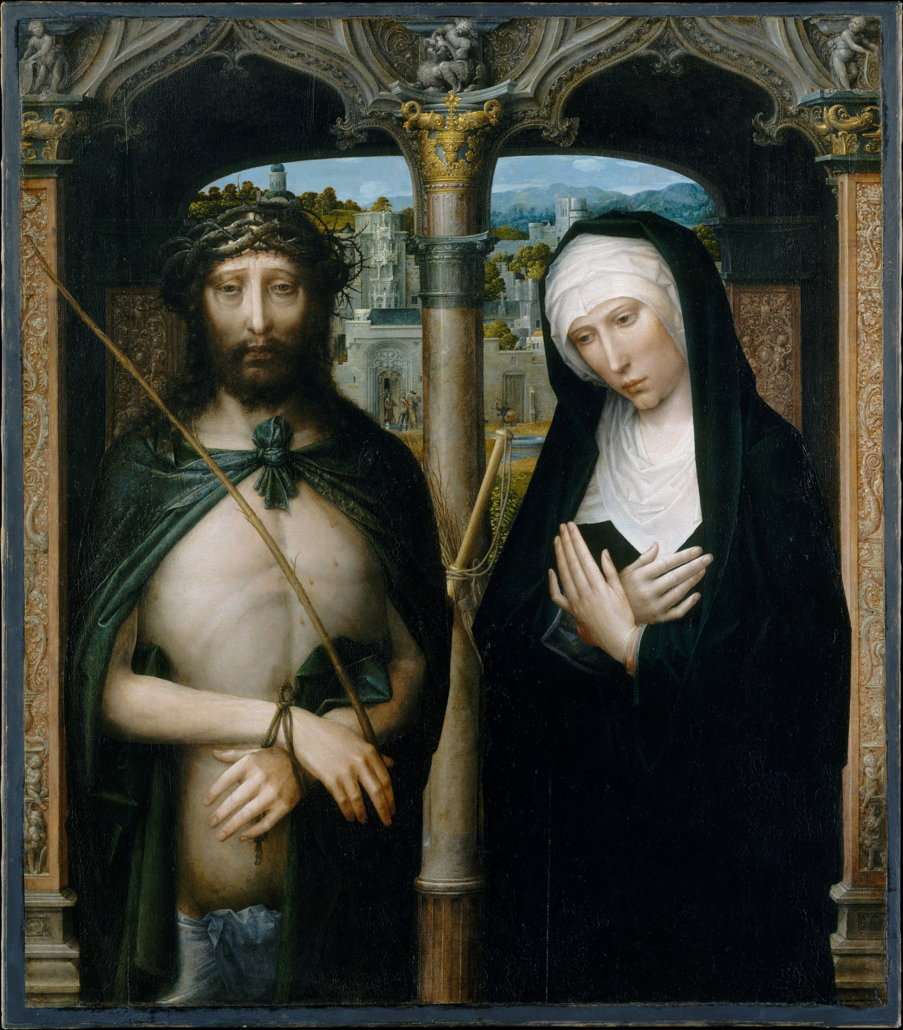 classic-art:Christ Crowned with Thorns and The Mourning Virgin Adriaen Isenbrant,