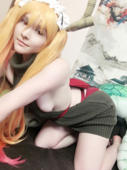 nsfwfoxydenofficial:  Um.. I think I’m wearing this right.. what do you think  Kobayashi-San???  If you love Tohru and virgin Killer sweaters look no  farther! I  just shot a lewd Vks Tohru selfie set last night.💕  Never  been able to afford sets